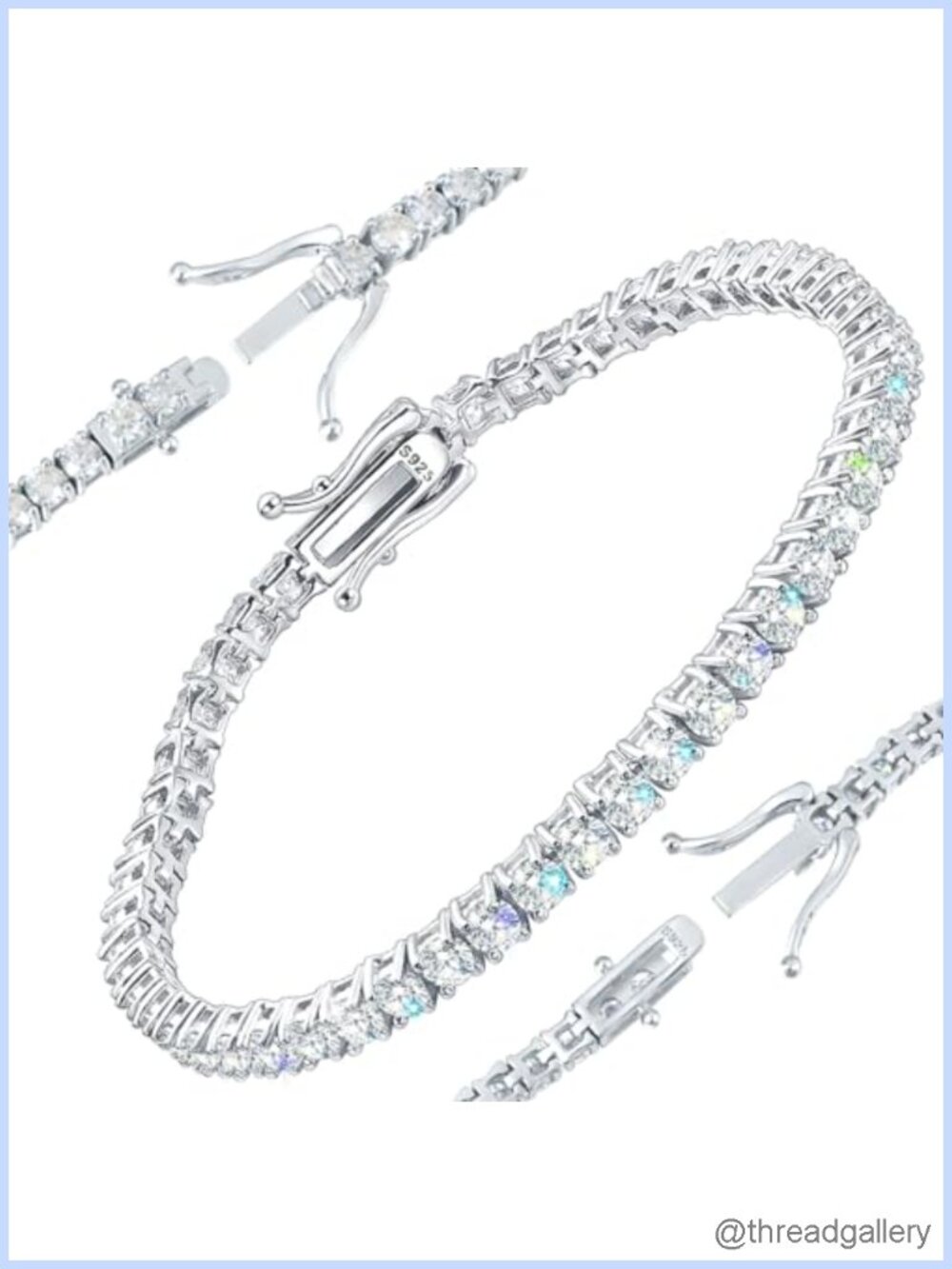 Moissanite Tennis Bracelet 925 Sterling Silver 18K Gold Plated Round Cut